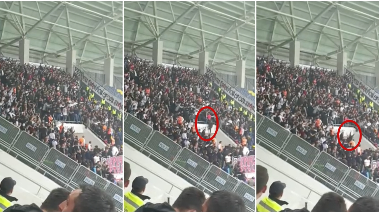 Beşiktaş taraftarı tribünden böyle düştü!
