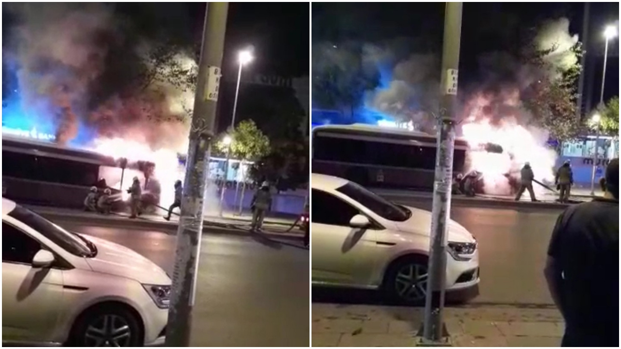 Esenyurt'ta otobüs alev alev yandı!