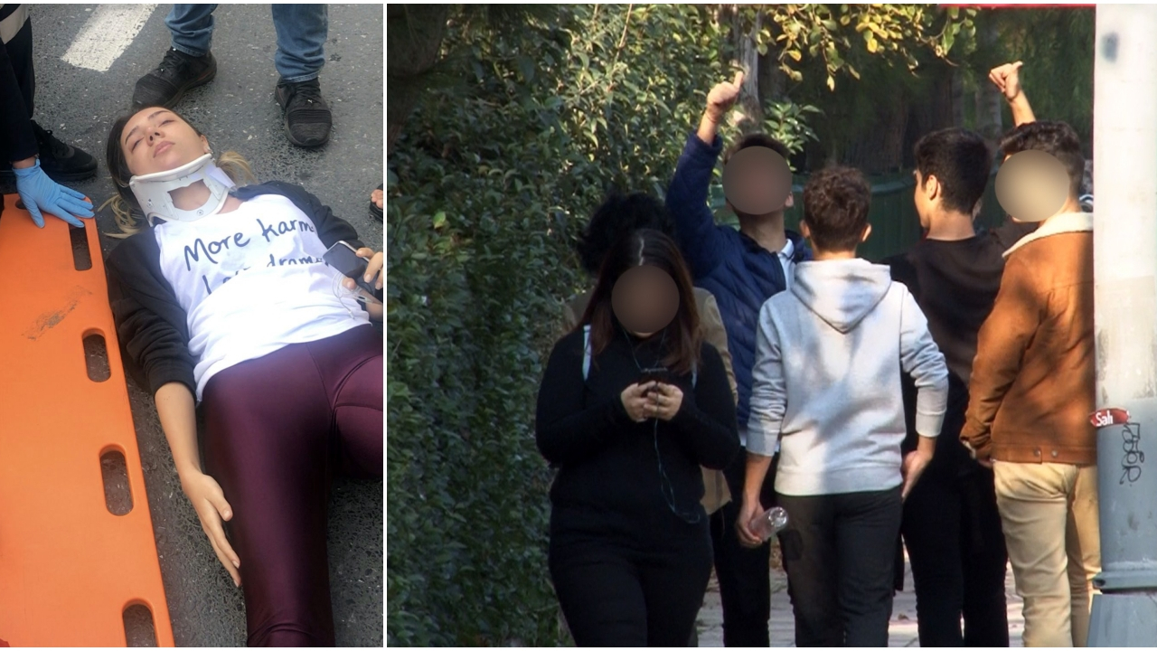 Önce kaza yaptılar, sonra kameraya el salladılar!