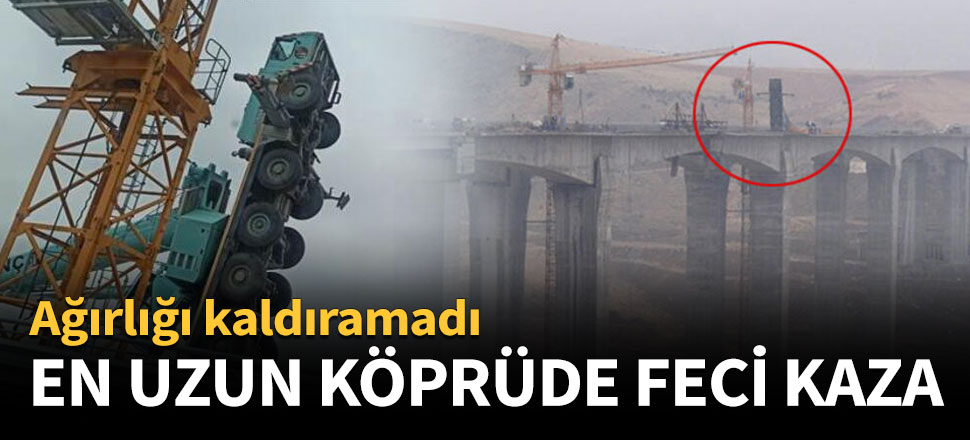 Batman'da köprü çalışmasında vinç devrildi