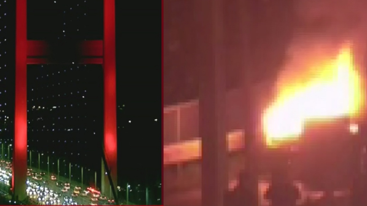 15 Temmuz Şehitler Köprüsü'nde otomobil yandı!