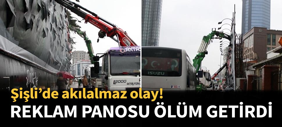 Reklam panosundan kopan parça kafasına düştü!