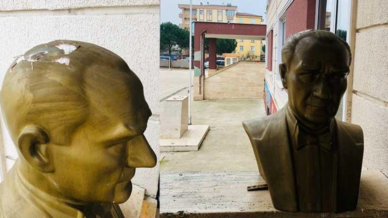 Atatürk büstüne saldırdılar!