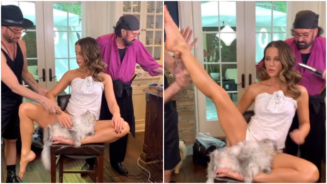 Kate Beckinsale bacak arasına makyaj yaptırdı!