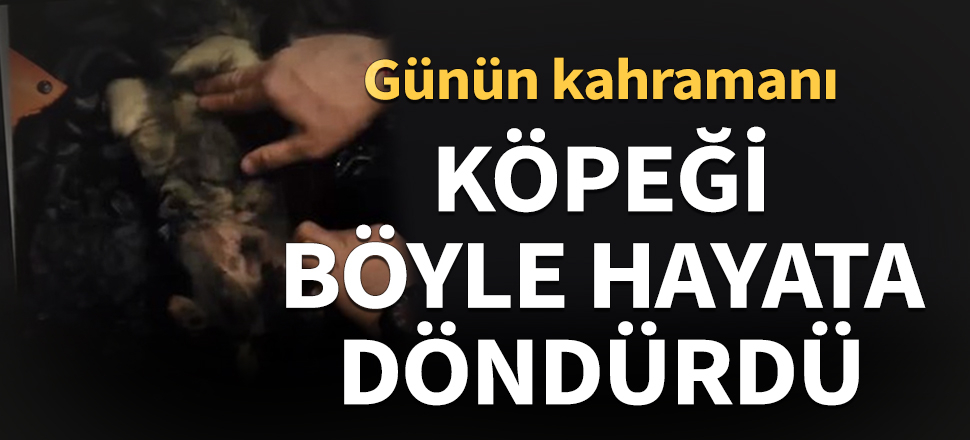 Soğukta kaskatı bulduğu köpeği, kalp masajı ile hayata döndürdü
