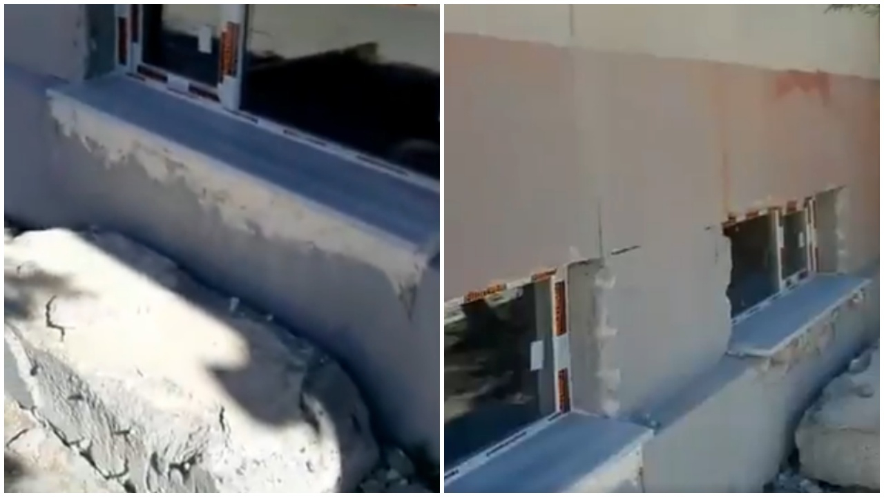 Depremi hiçe sayıp okulun perde duvarını kestiler!
