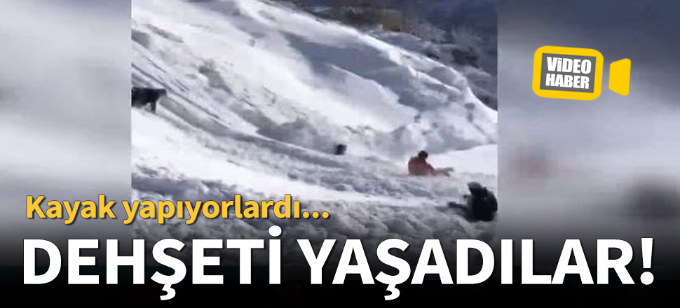 Kayak yapan çocukların 'çığ'a yakalandığı o anlar kamerada
