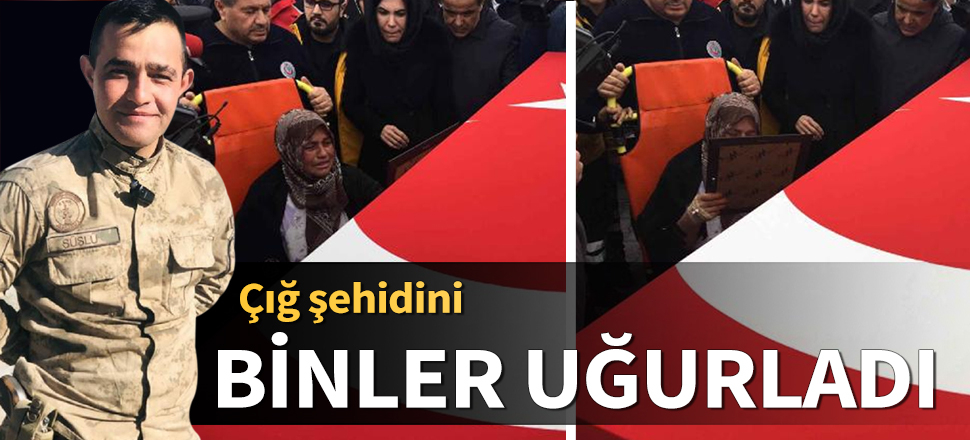 Çığ şehidi uzman onbaşıyı, son yolculuğuna 10 bin kişi uğurladı