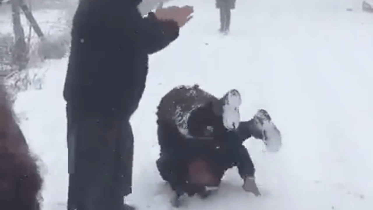 Rus kadınların kar sevinci