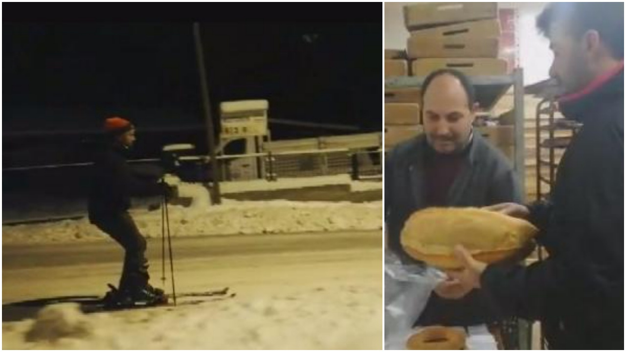 Kayakla ekmek almaya gitti