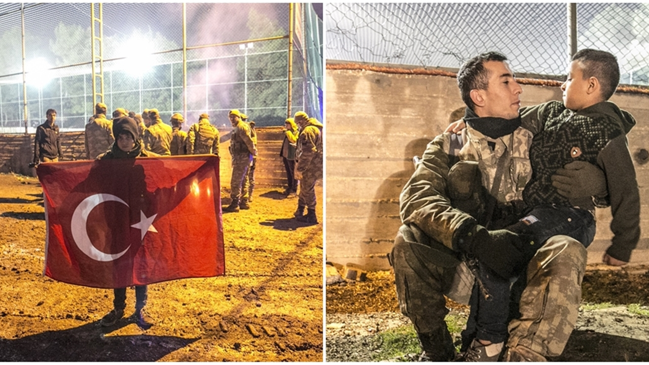 Türk bayraklı çocuklar yolcu etti...