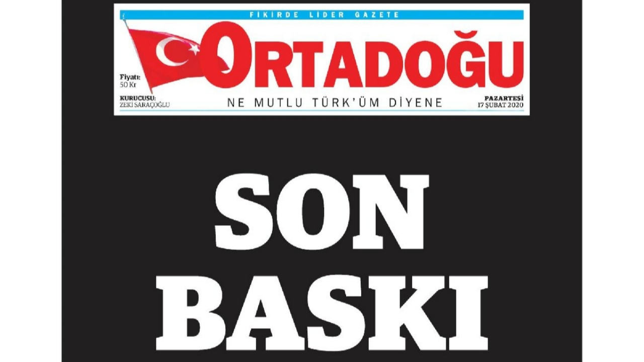Ortadoğu gazetesi yayın hayatına son verdi