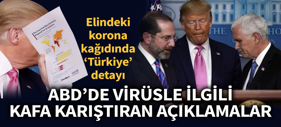 Trump'ın elindeki Kovid-19 (koronavirüs) kağıdında Türkiye detayı