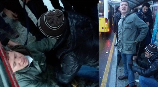 Metrobüs durağında bıçaklı dehşet: Kanlar içinde kaldı!