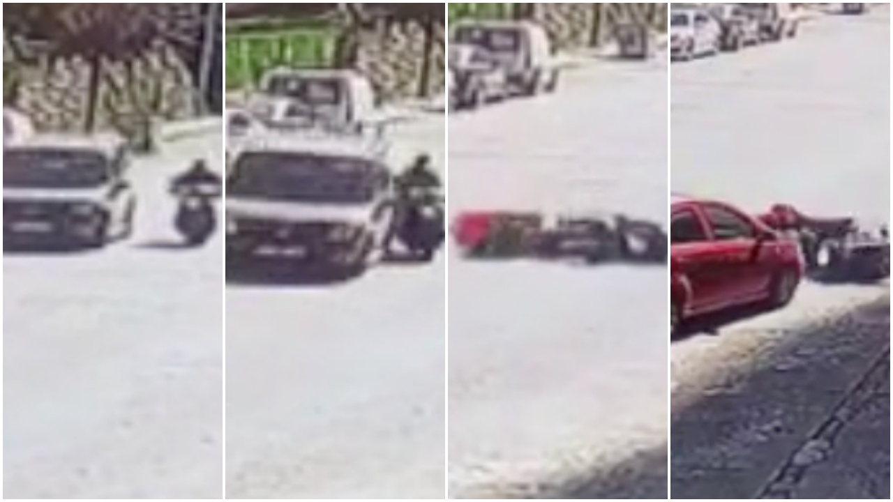 Kuryenin üzerine otomobilini böyle sürdü