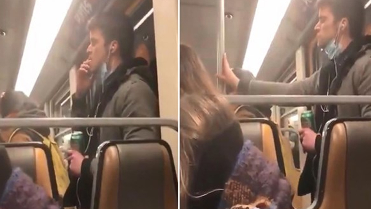 O görüntüler üzerine harekete geçildi! Ağzına götürdüğü elini metronun tutunma borusuna sürünce gözaltına alındı