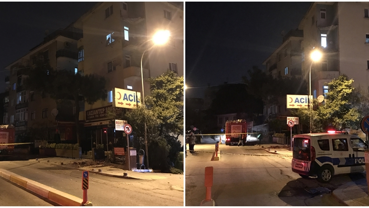 Pendik'teki binanın balkonları çöktü...