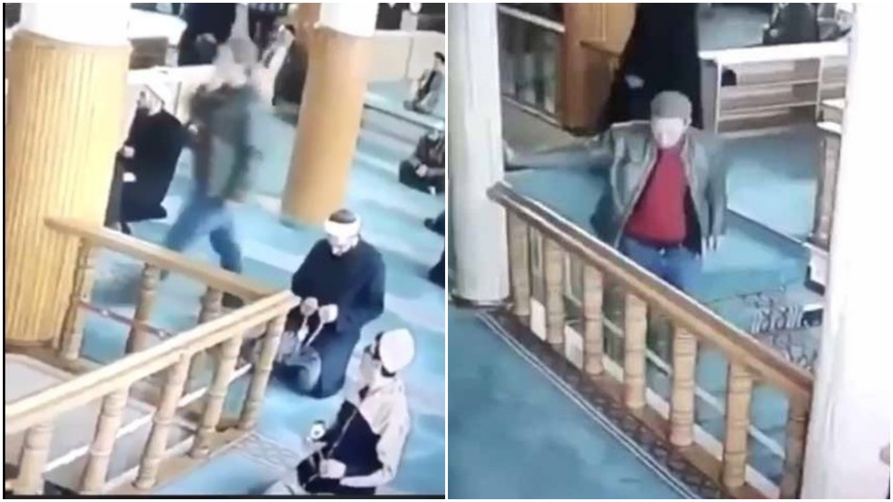Tükürdüğü elini cami duvarına sürdü! Açıklama geldi