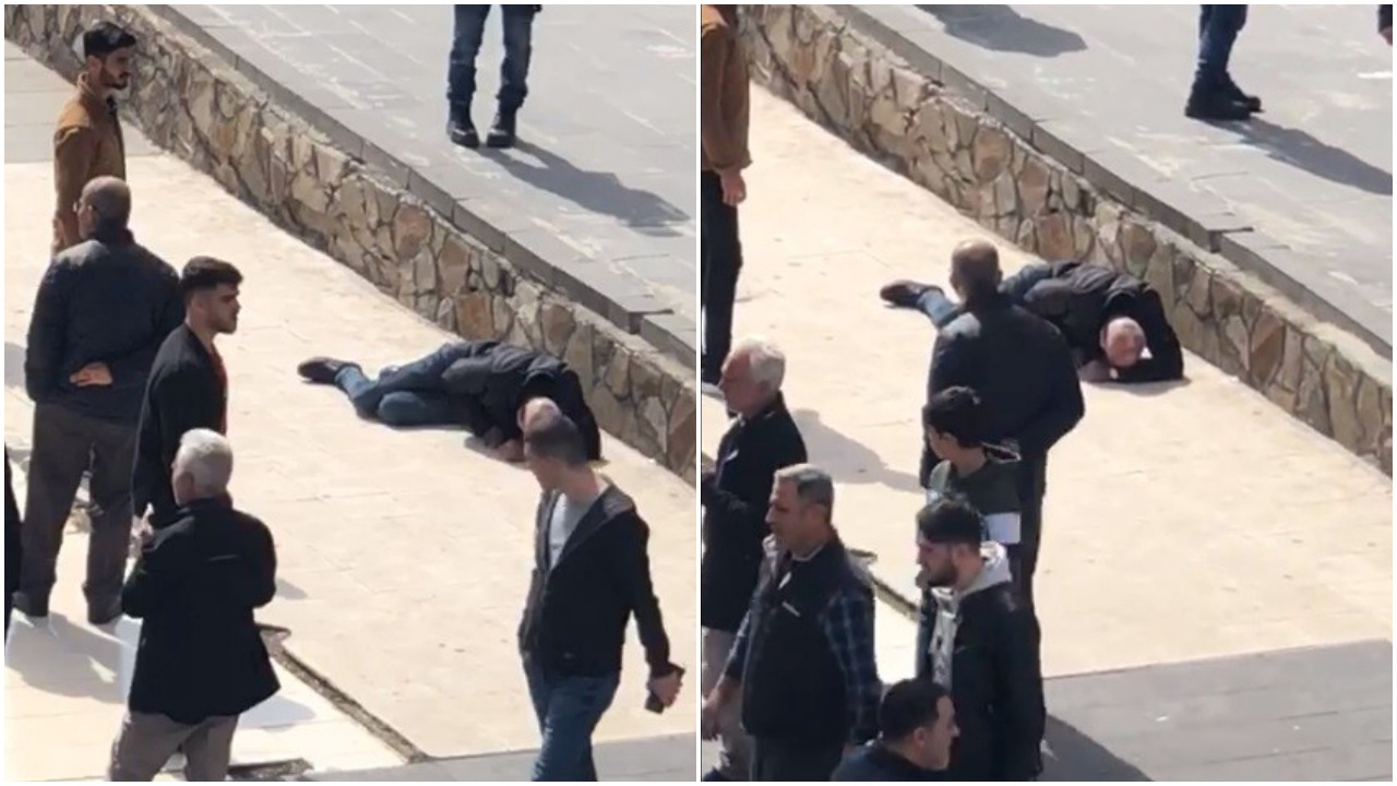 Yere yığılan adama, koronavirüs endişesiyle kimse müdahale edemedi