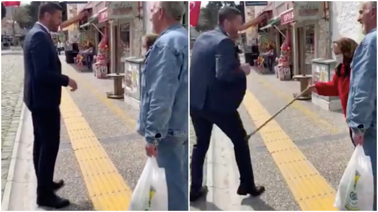 Yaşlıları uyaran belediye başkanına bastonlu tepki