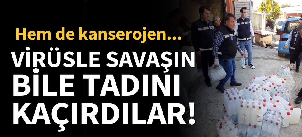 Buca'da merdiven altı dezenfektan ve maskelere el konuldu