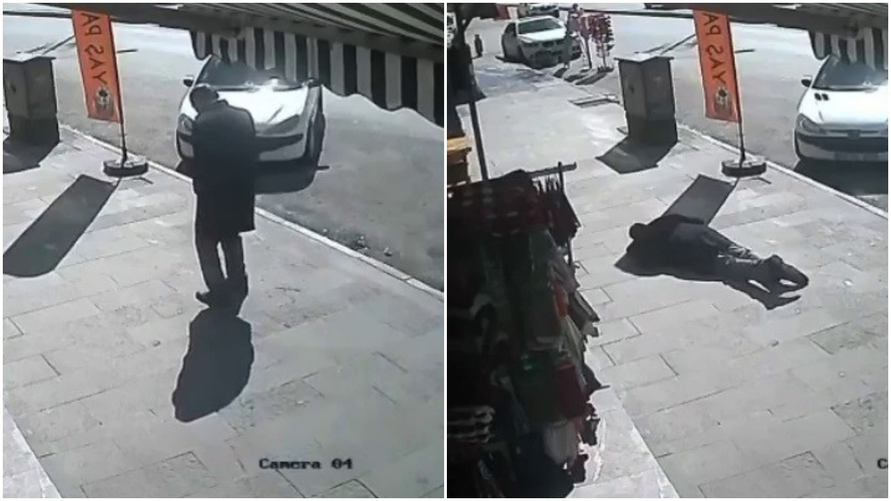 Ecel kaldırımda yürürken yakaladı