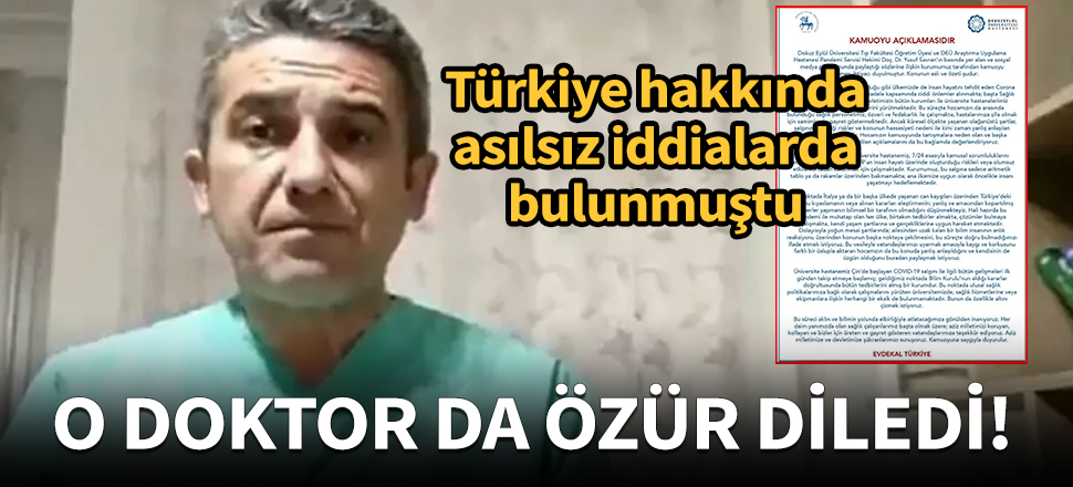 'Türkiye'deki vaka İtalya'dan fazla' diyen doktor, özür diledi