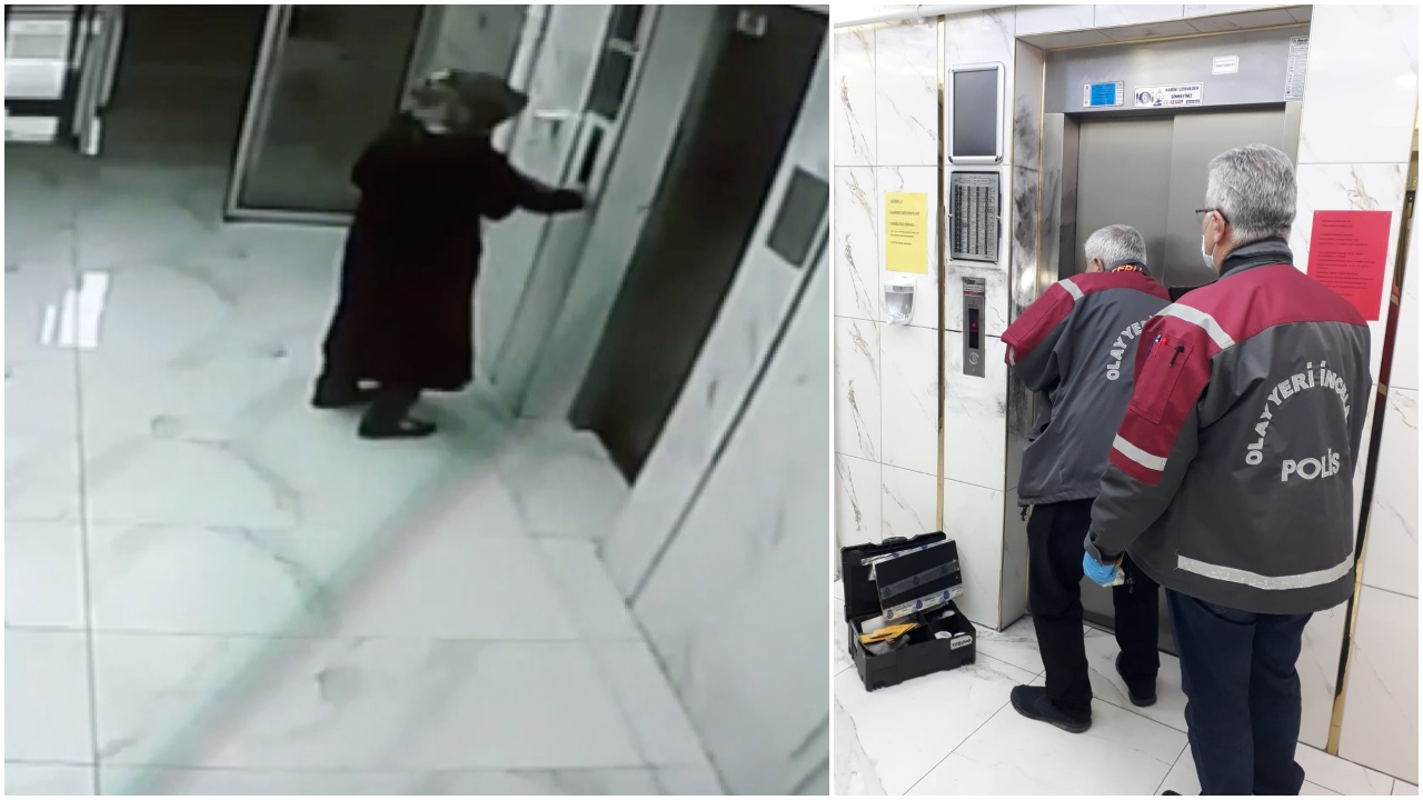 Kayseri'de garip olay! Asansöre sıvı sürerken kameraya yakalandı...