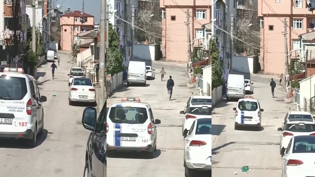 Doğalgaz aracını polis sanınca böyle kaçtılar!