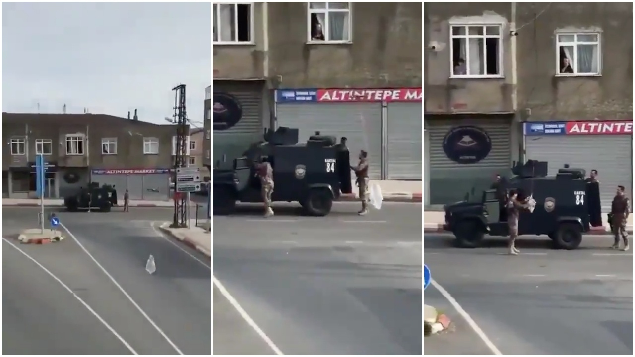 Drone ile özel harekat polislerine çikolata ikramı