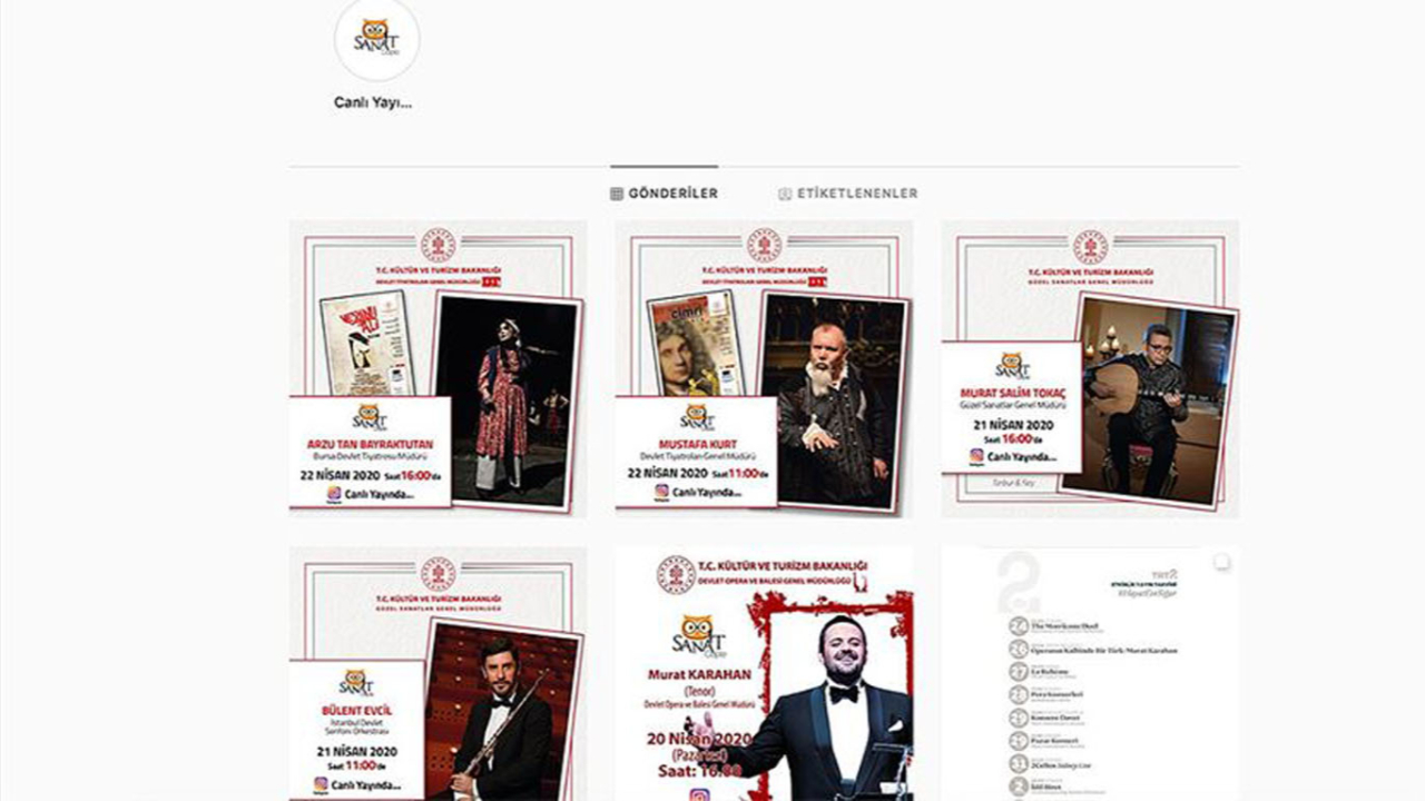 Sanatçıların canlı performansları 'Sanat Cepte' ile izlenebilecek