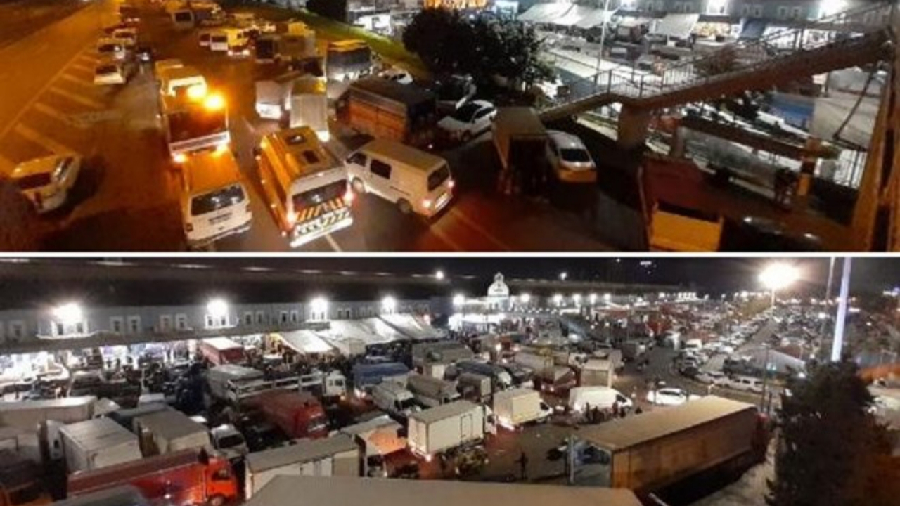 İstanbul'da kilometrelerce meyve-sebze kuyruğu