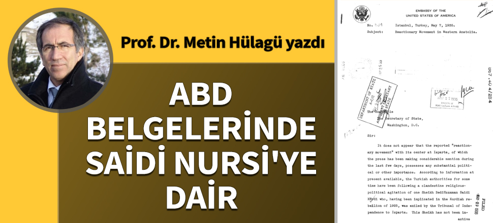 ABD belgelerinde Saidi Nursi'ye dair