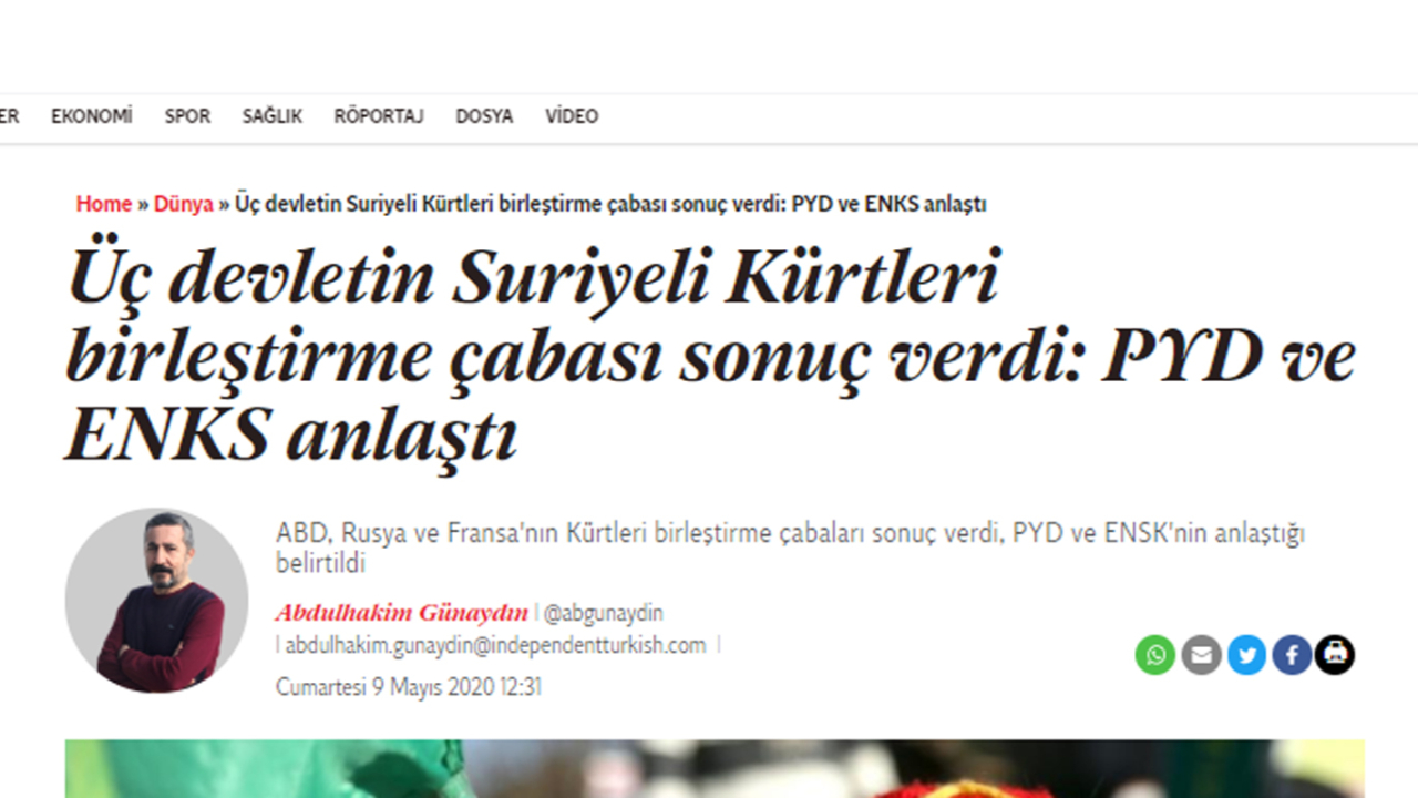 Independent Turkish 'Kürt devleti" için çırpınıyor!