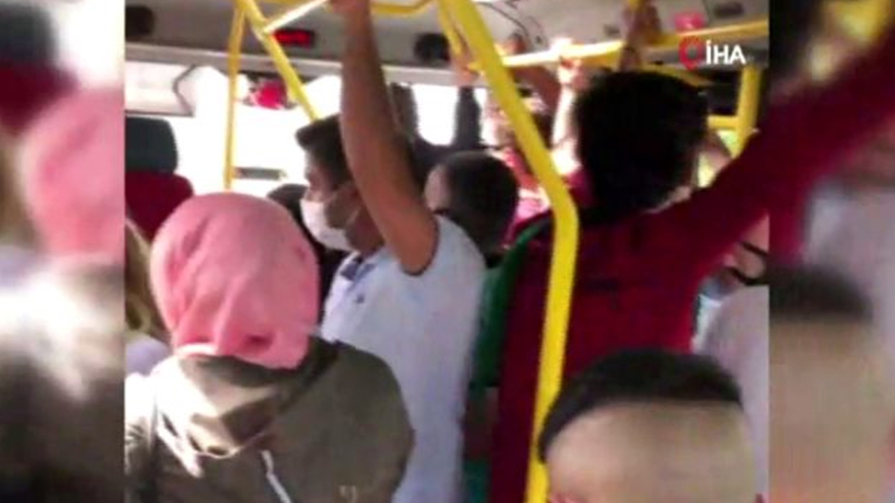 Son dakika... Arnavutköy'deki tıklım tıklım dolu minibüste yolculuk kamerada