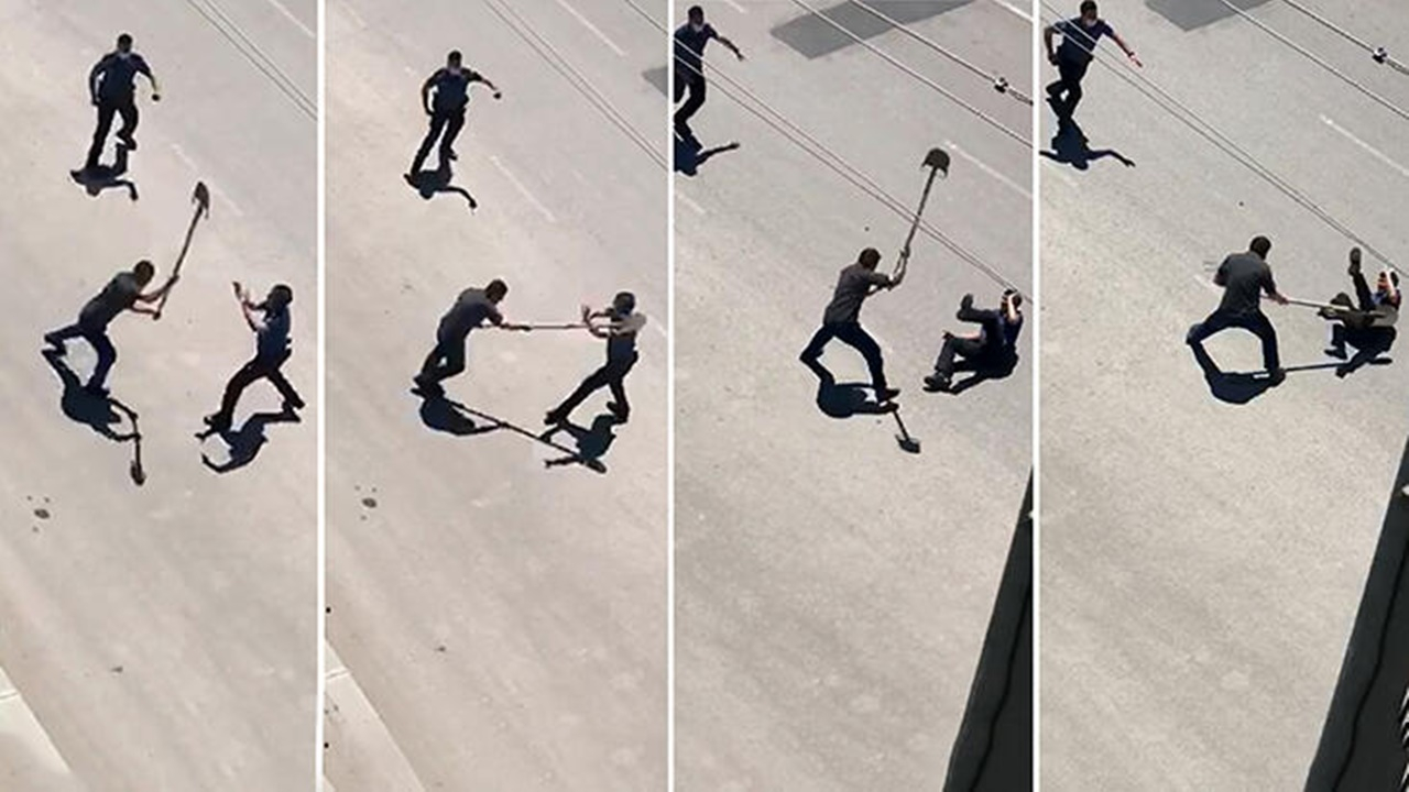 Ambulansa taş atıp, polisin başına kürekle vurdu!