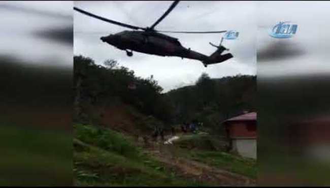 Rize'de askeri helikopterle kurtarma