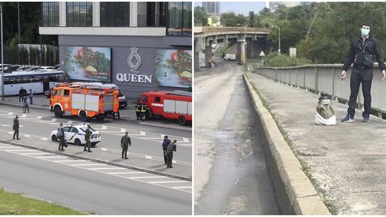 Elindeki bombayla köprüyü trafiğe kapattı!