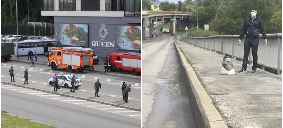 Elindeki bombayla köprüyü trafiğe kapattı!