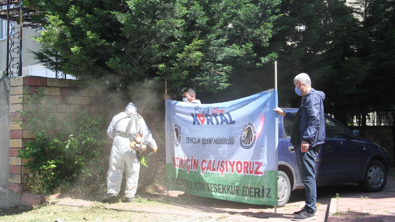 Pankart eşliğinde ot temizliği