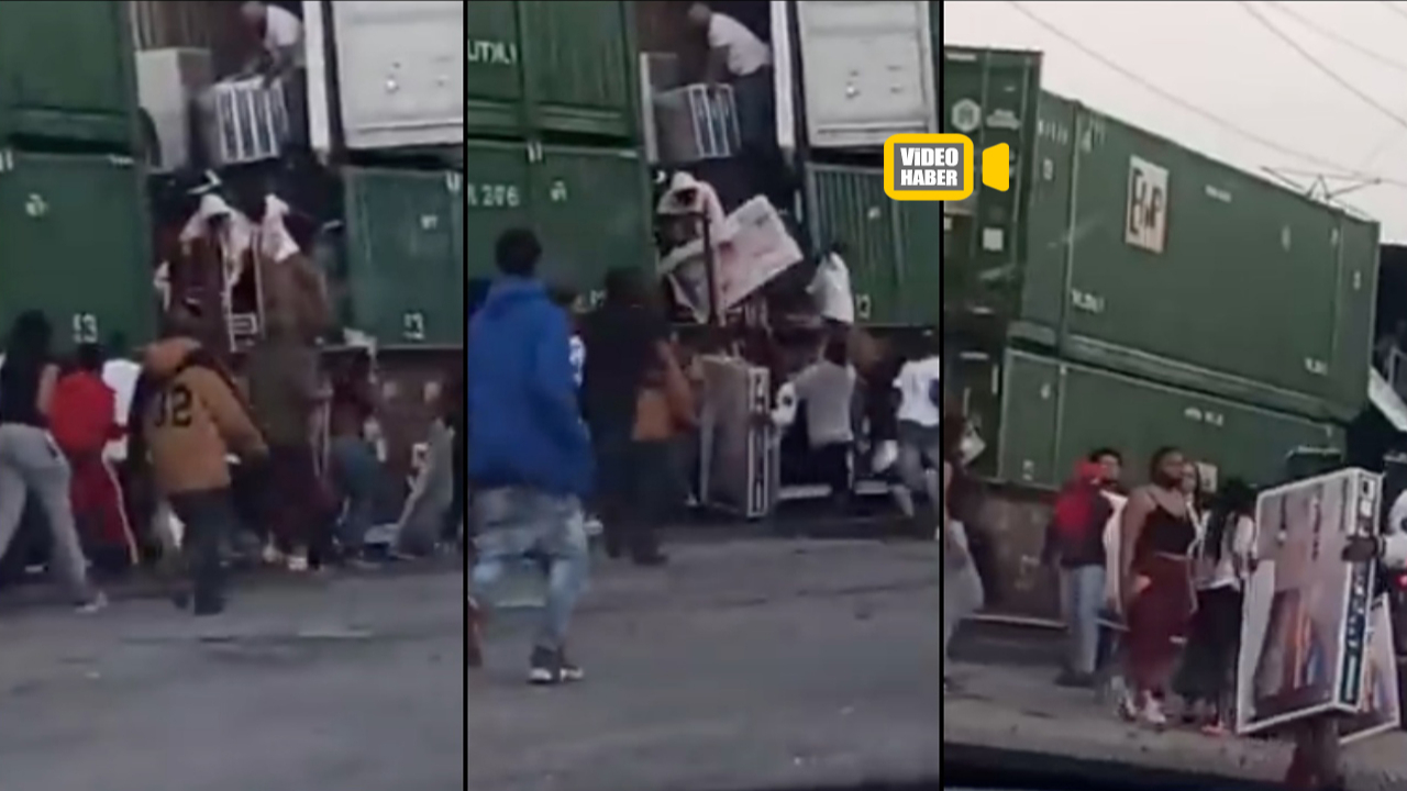 ABD'de kalabalık bir grup hareket halindeki treni yağmaladı