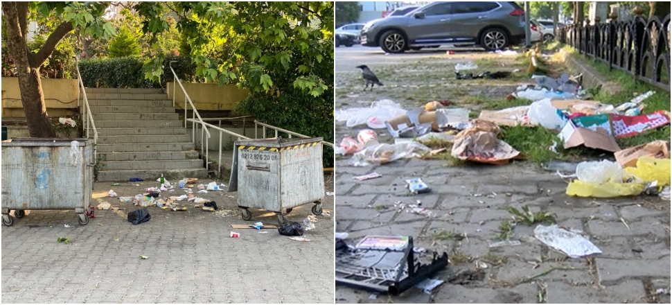 Koronayı da çöpleri de unuttular!