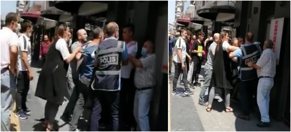 Maske uyarısı yapan polise saldırı