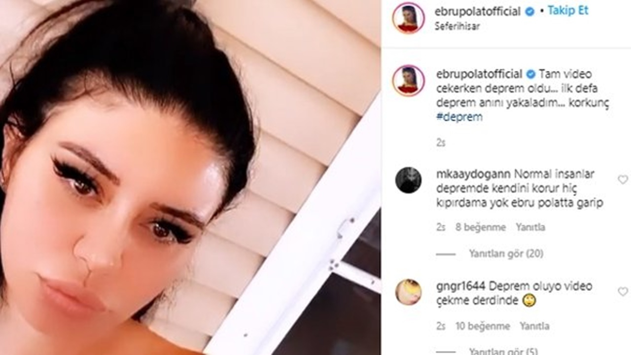 Ebru Polat deprem videosu izle! Ebru Polat video çekerken depreme yakalandı!