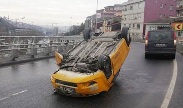 Düz yolda birden takla atmaya başladı!