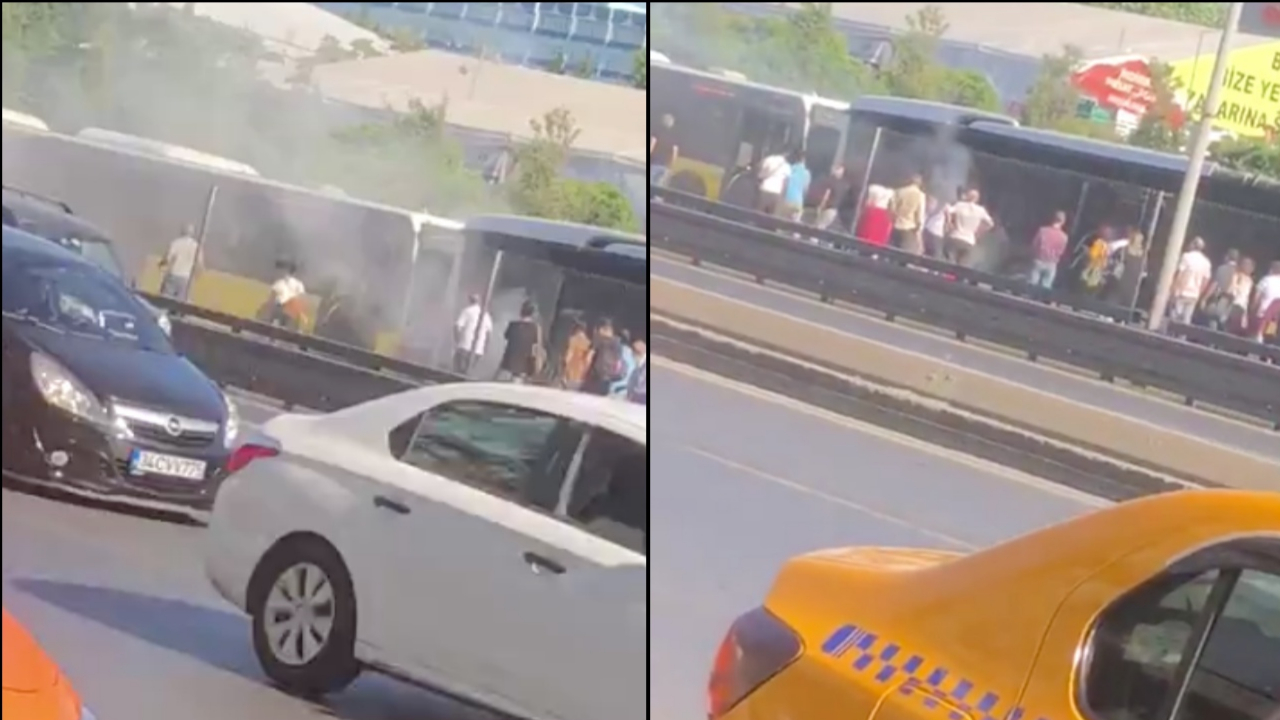 Metrobüste yangın!
