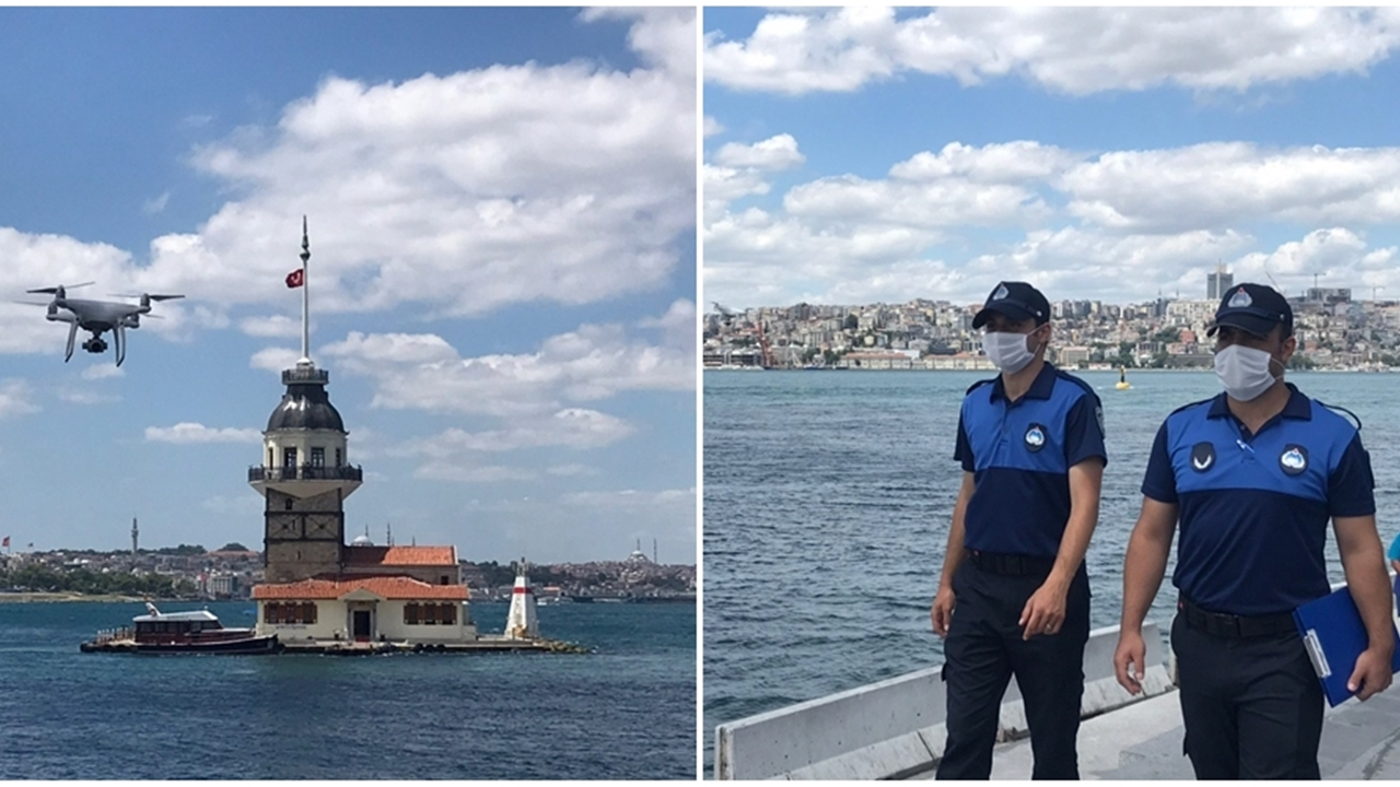 Üsküdar'da drone ile çekirdek denetimi