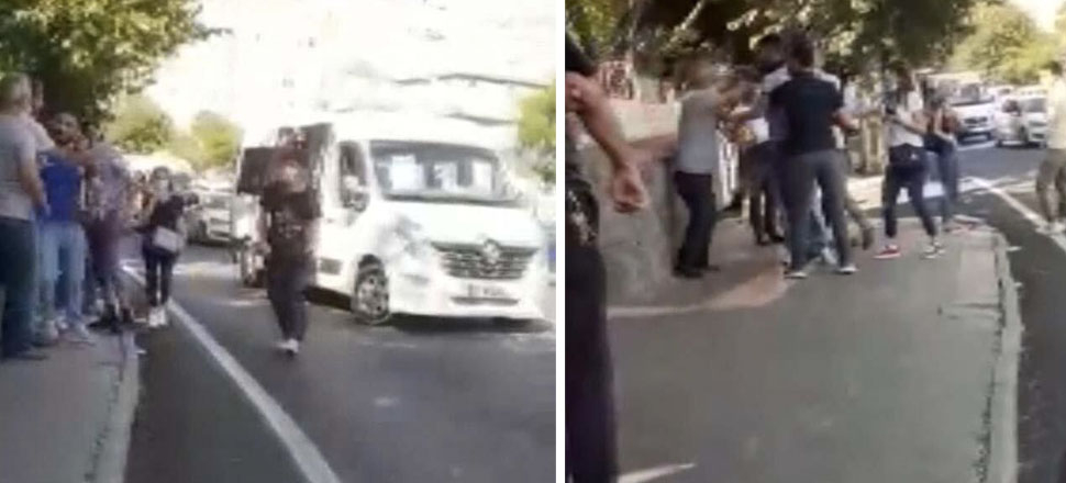 Minibüste kadın ve erkek yolcu birbirine girdi!