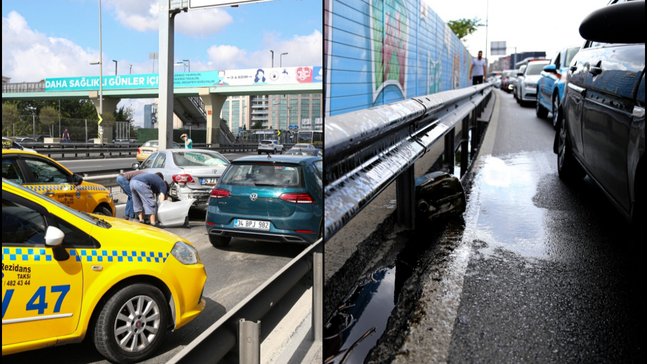 Dökülen motor yağı zincirleme kazaya neden oldu