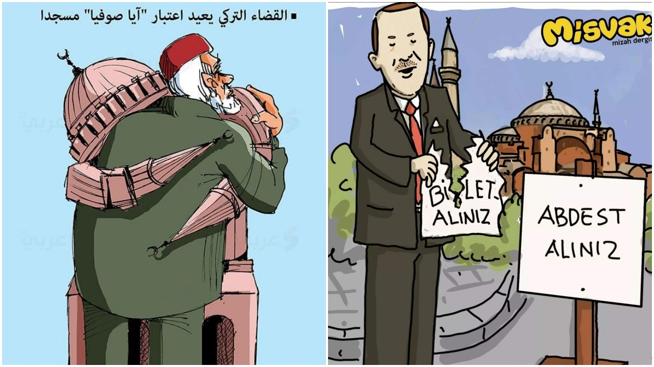 Karikatürlerle Ayasofya'nın ibadete açılması...